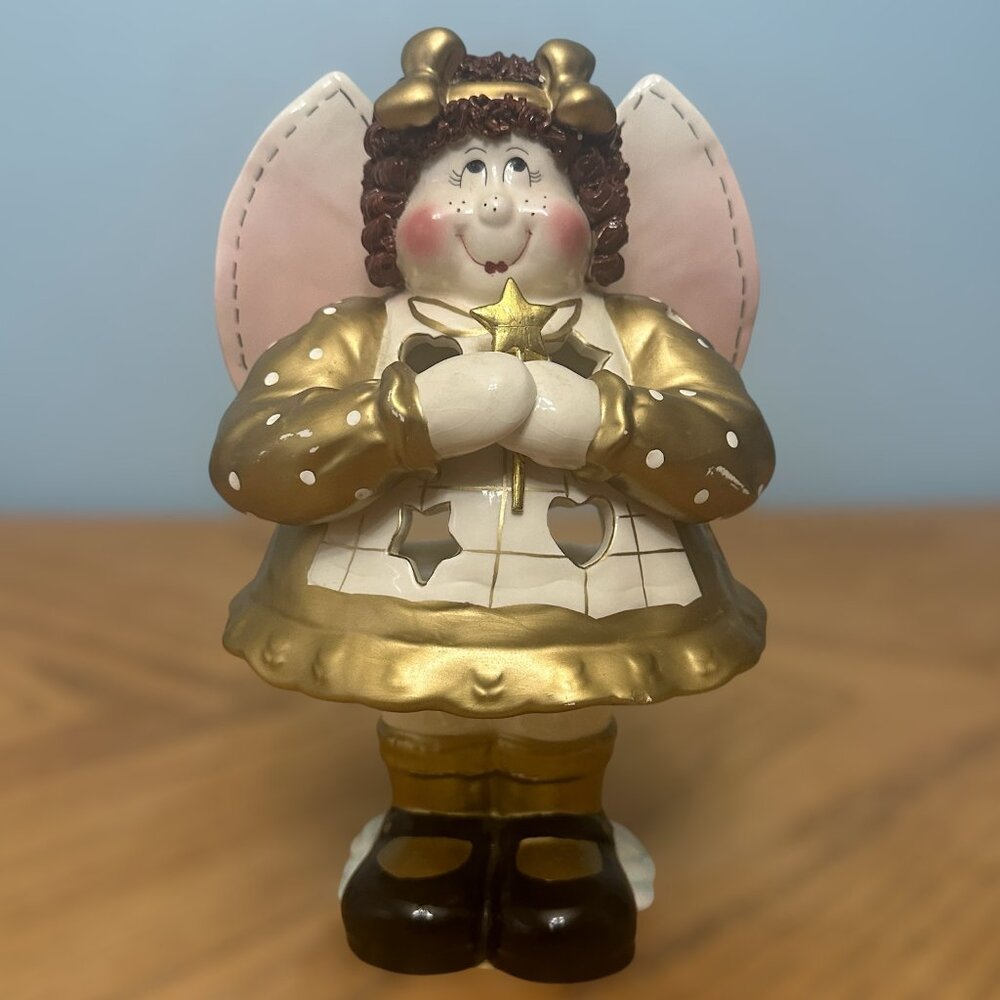 Appletree Design Ceramic Angel Fairy Candle Holder By Bonnie Lee Roth 9” Tall
